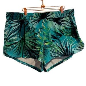 Lightweight running shorts green jungle tropical plants pattern 2XL